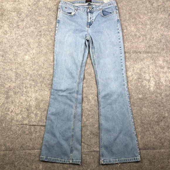 Tommy Hilfiger Jeans Size 9 Blue Denim Boot Cut Flare Tommy Jeans Stretch Y2K - Picture 1 of 13